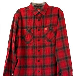 Coleman Men’s Large Red And Black Plaid Button Down Cotton Flannel Shirt